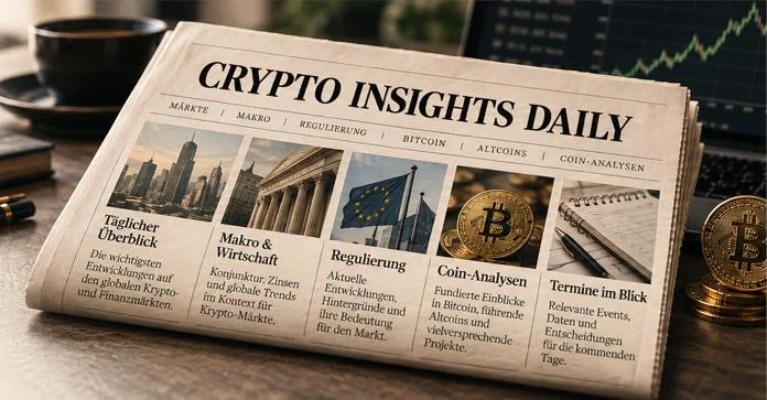 Zeitung Crypto Insights Daily auf einem Schreibtisch